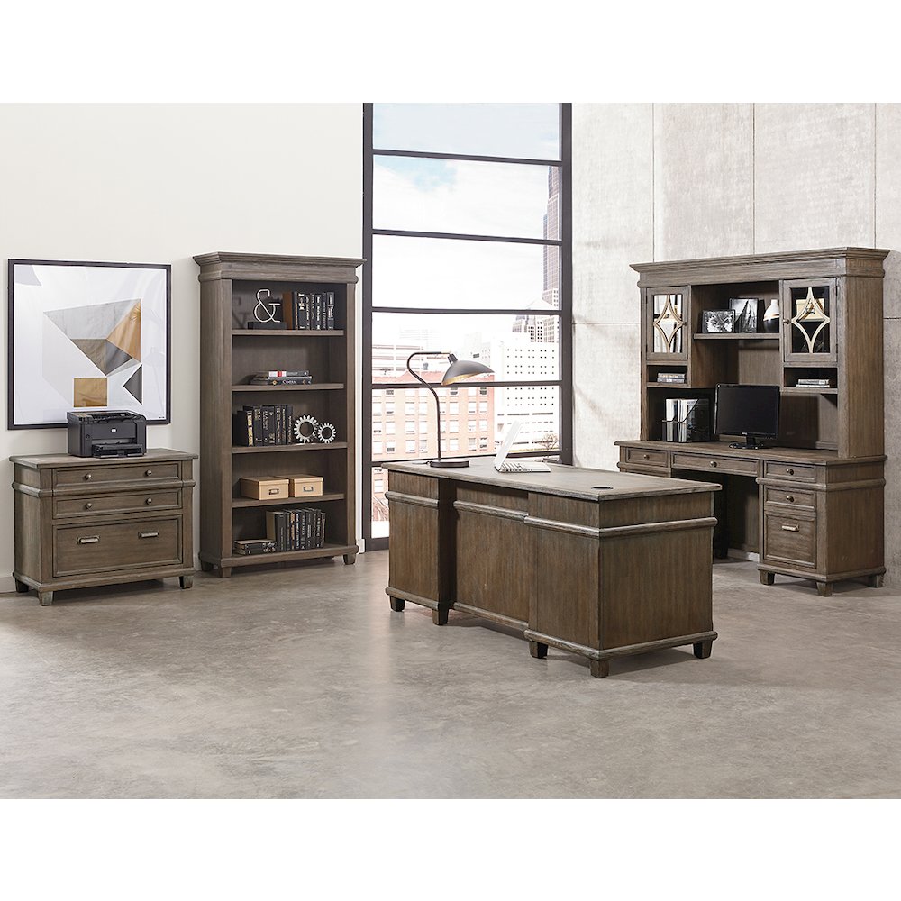Carson Wood Double Pedestal Executive Desk, Gray. Picture 11
