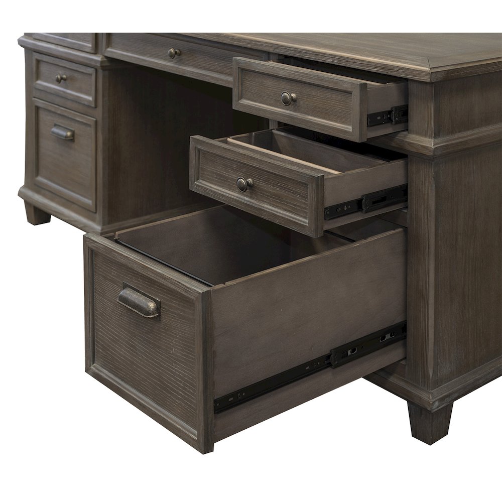 Carson Wood Double Pedestal Executive Desk, Gray. Picture 4