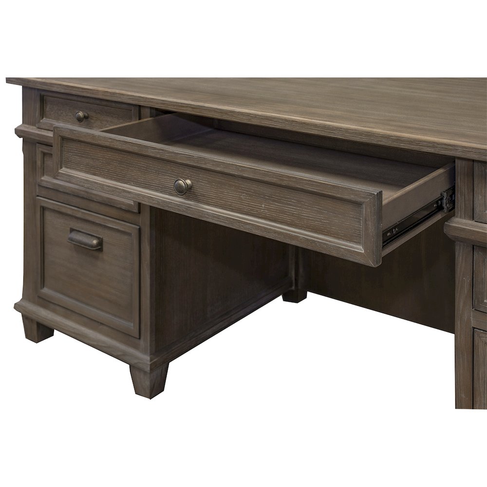 Carson Wood Double Pedestal Executive Desk, Gray. Picture 5