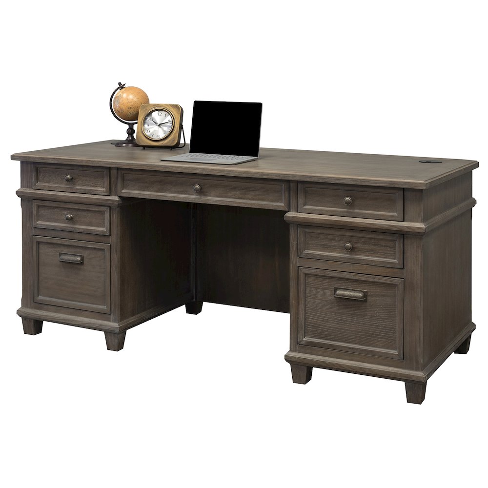 Carson Wood Double Pedestal Executive Desk, Gray. Picture 9