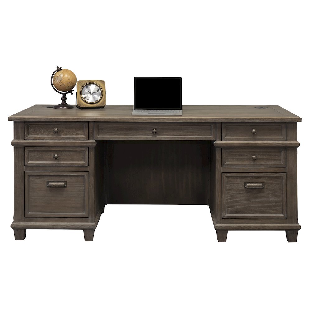 Carson Wood Double Pedestal Executive Desk, Gray. Picture 1