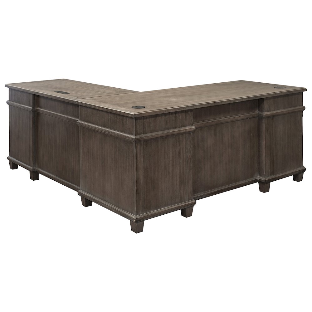 Carson Wood L-Desk & Return, Writing Table, Office Desk, Gray. Picture 8