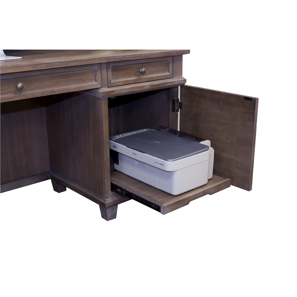 Carson Credenza, Wood Office Desk, Writing Table, Gray. Picture 4