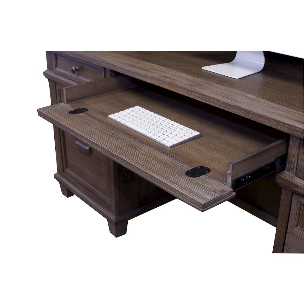 Carson Credenza, Wood Office Desk, Writing Table, Gray. Picture 5
