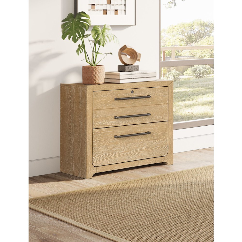 Canyon Drive Modern Wood Lateral File, Light Brown. Picture 11