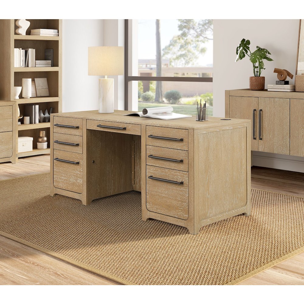 Canyon Drive Wood Double Pedestal Executive Desk. Picture 15