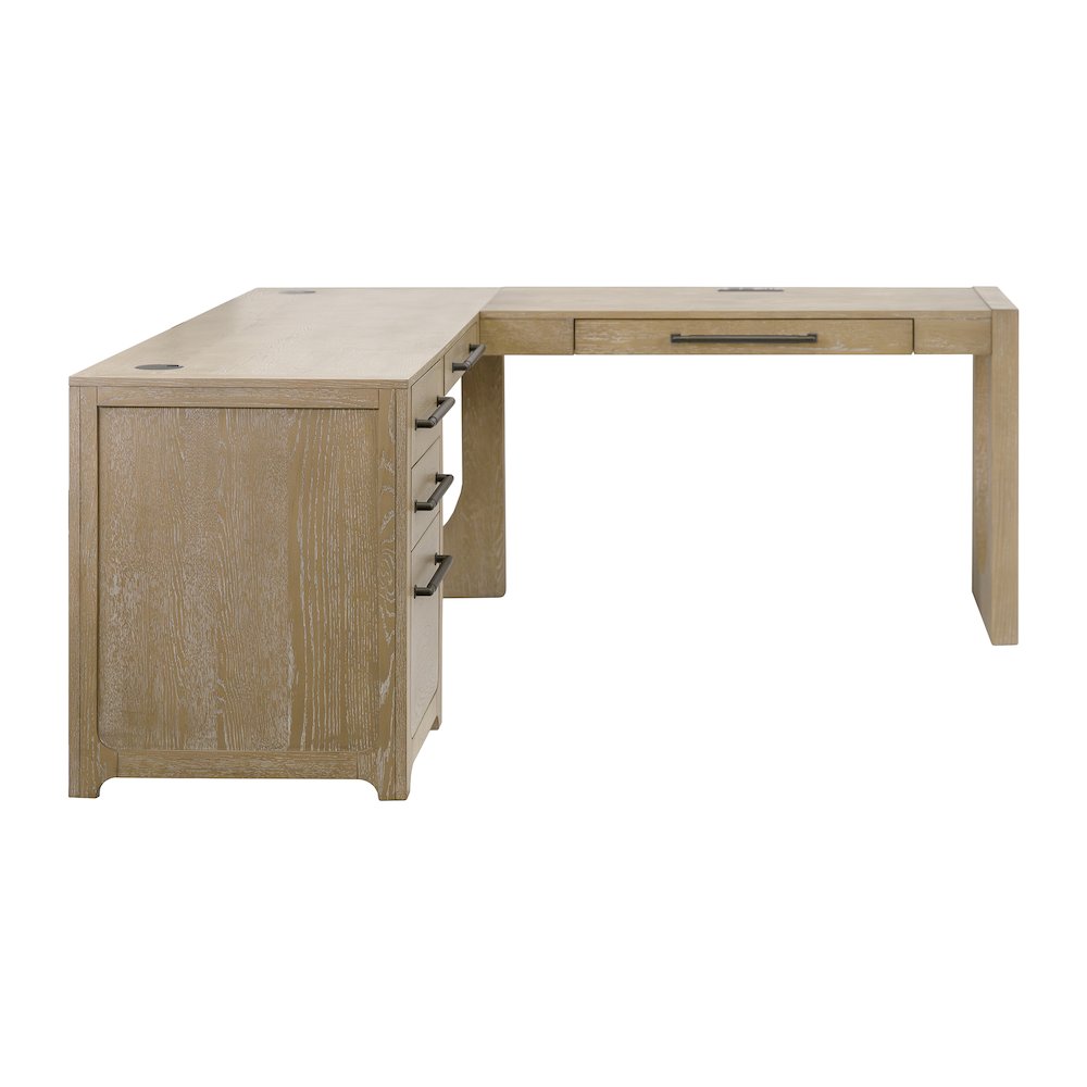 Canyon Drive Wood L-Shape Pedestal Desk with RHF Open Return. Picture 1