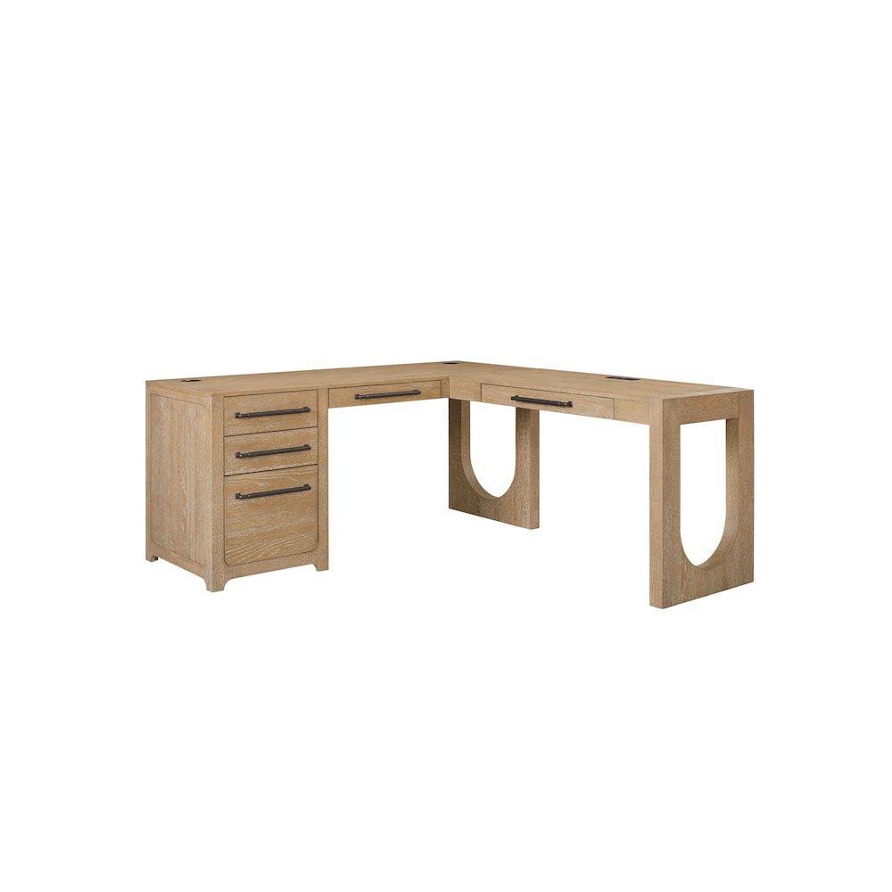 Canyon Drive Wood L-Shape Pedestal Desk with RHF Open Return. Picture 16