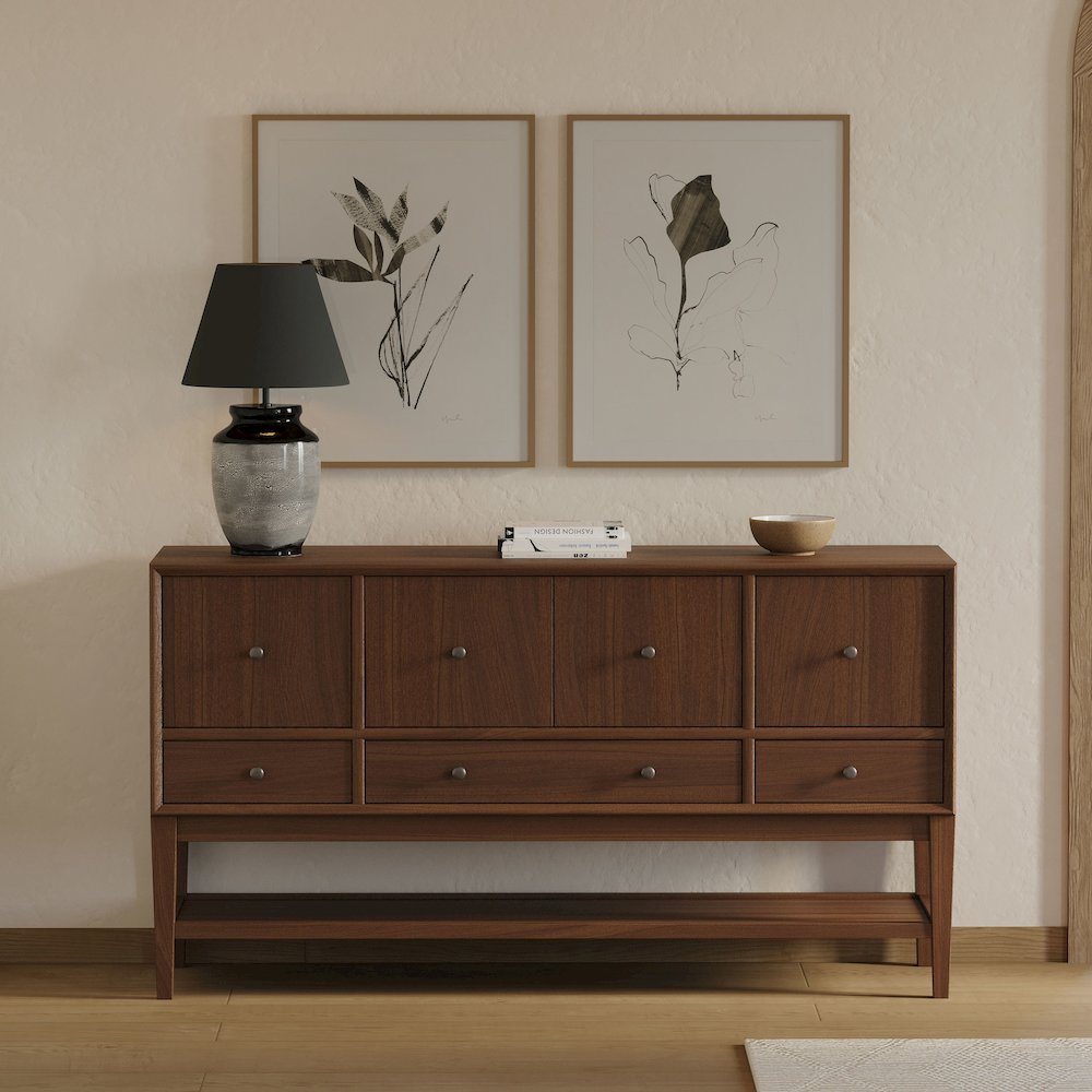 Wood Sideboard, Dining Storage, TV Stand, Entertainment Console, Brown. Picture 5