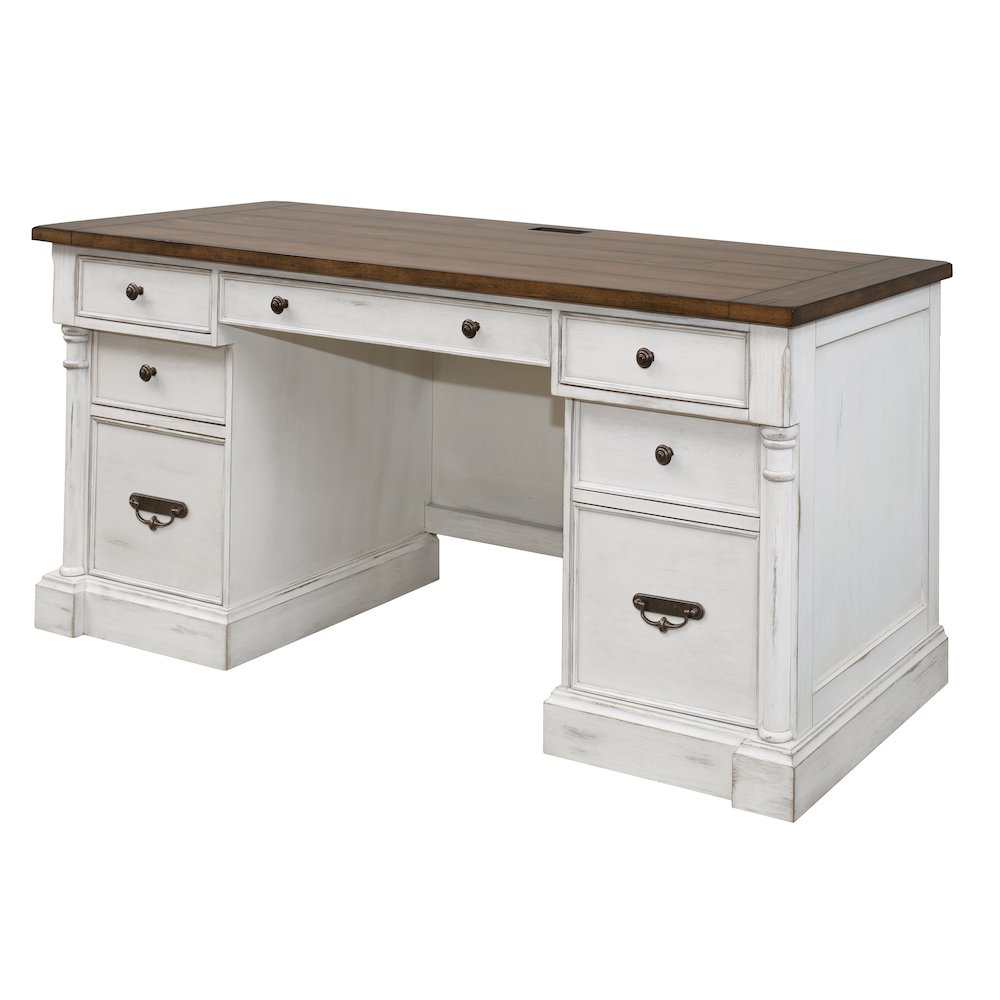 Durham Rustic Wood Credenza, White. Picture 1