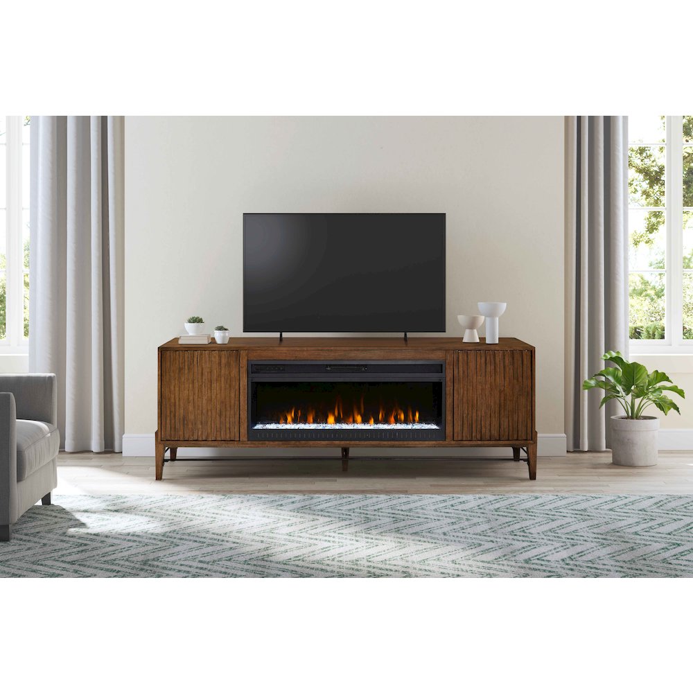 Delray 81 " Fireplace Console, Fully Assembed, Brown. Picture 10