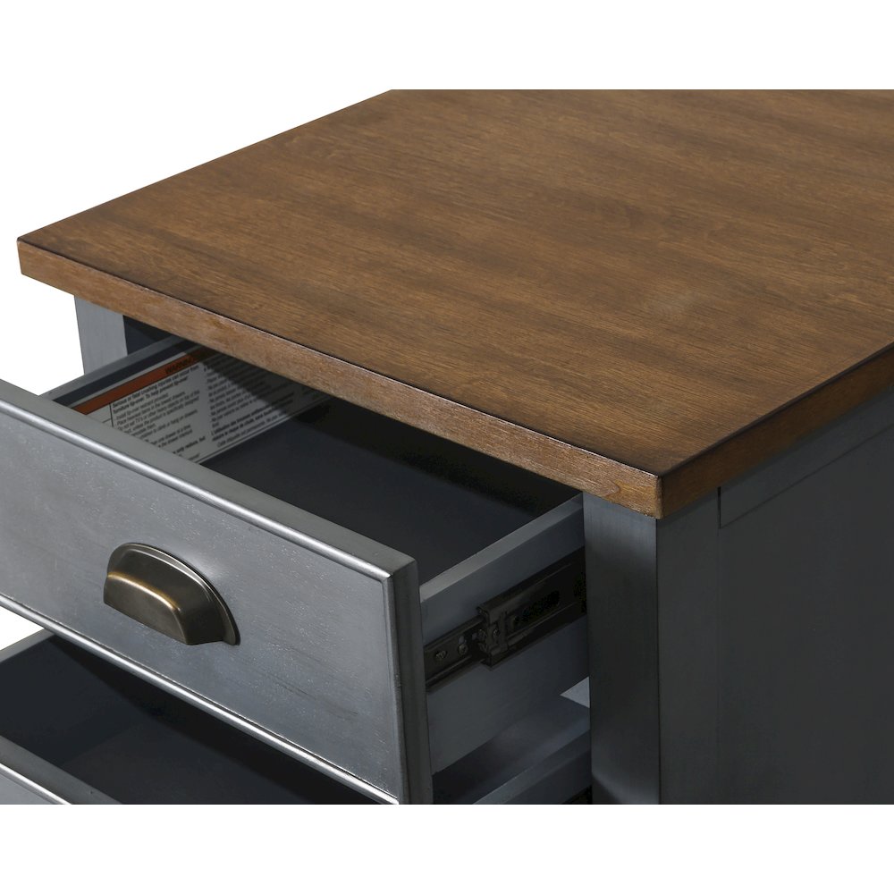 Fairmont Farmhouse Three Drawer Wood File Cabinet, Blue. Picture 7