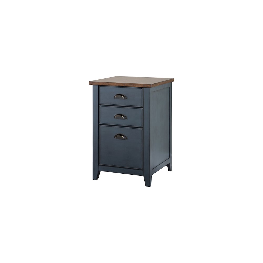 Fairmont Farmhouse Three Drawer Wood File Cabinet, Blue. Picture 1