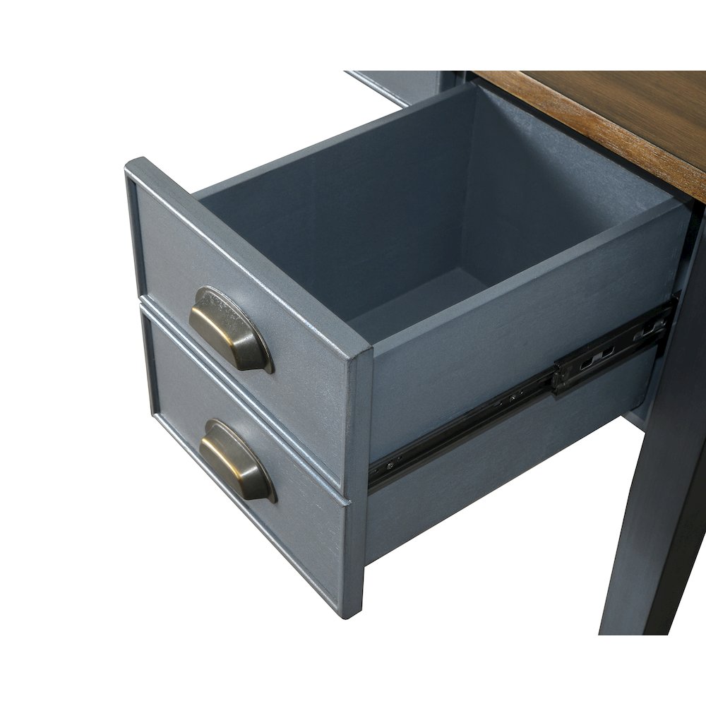 Fairmont Farmhouse Half Pedestal Executive Desk, Blue. Picture 4