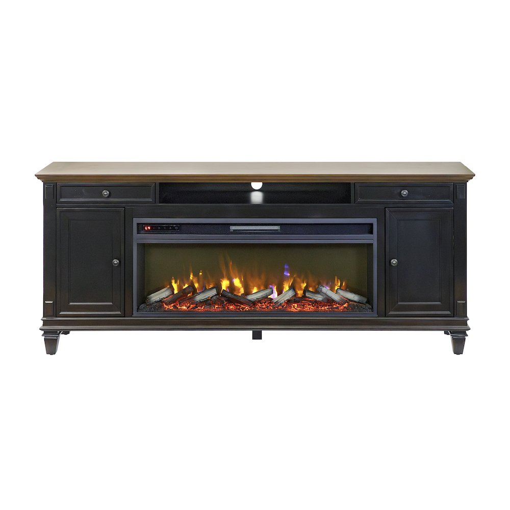 Palisades 67" Fireplace Console, Fully Assembled, Gray. Picture 2