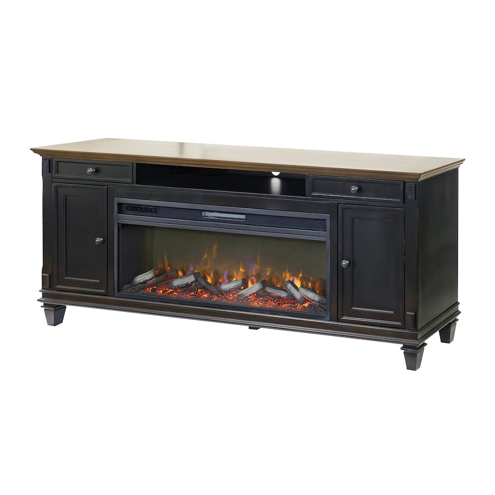 Palisades 67" Fireplace Console, Fully Assembled, Gray. Picture 3