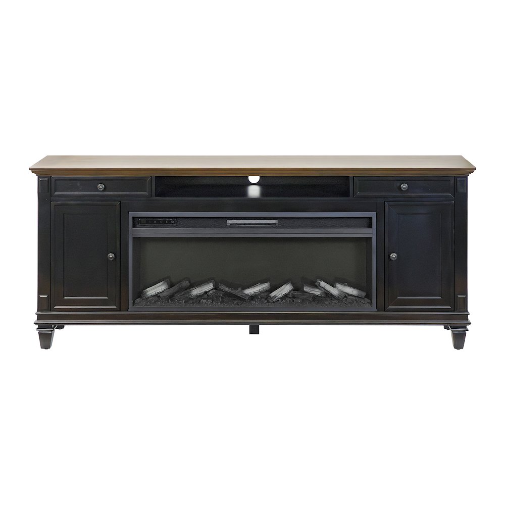 Palisades 67" Fireplace Console, Fully Assembled, Gray. Picture 1