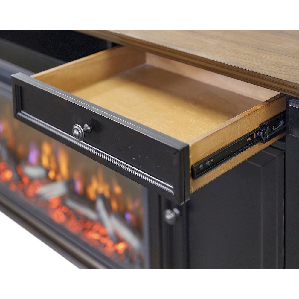 Palisades 67" Fireplace Console, Fully Assembled, Gray. Picture 10