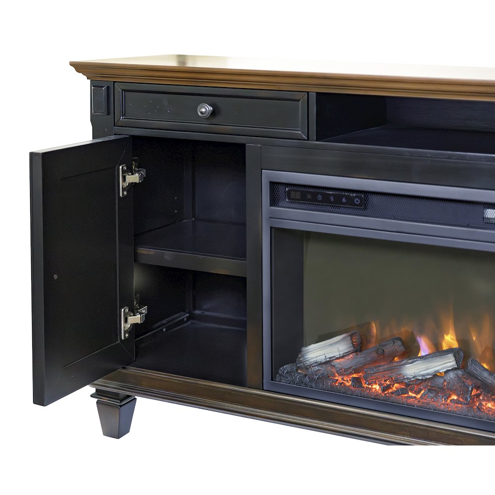 Palisades 67" Fireplace Console, Fully Assembled, Gray. Picture 11