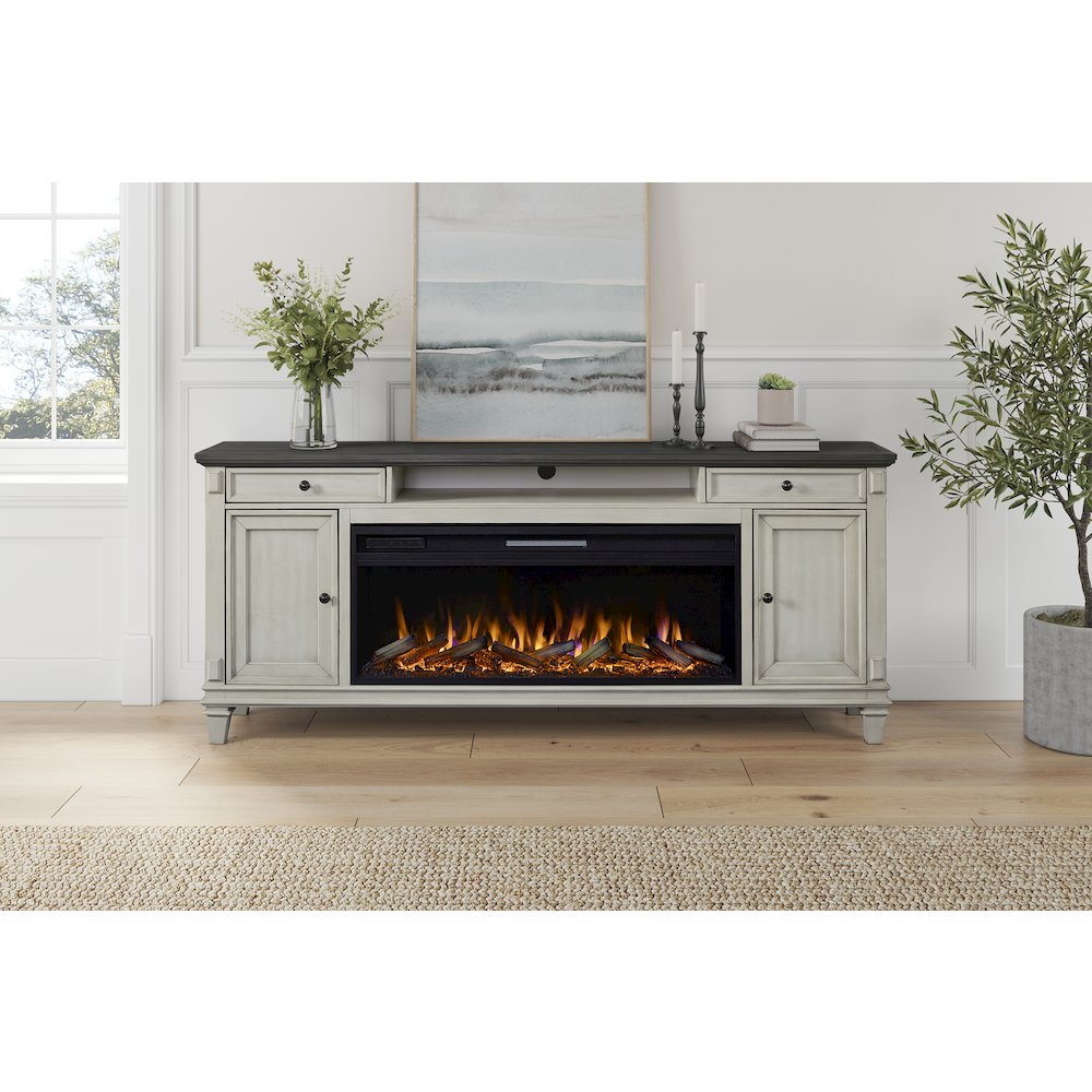 Hartford Fireplace Console 76 " Fully Assembled, White. Picture 4
