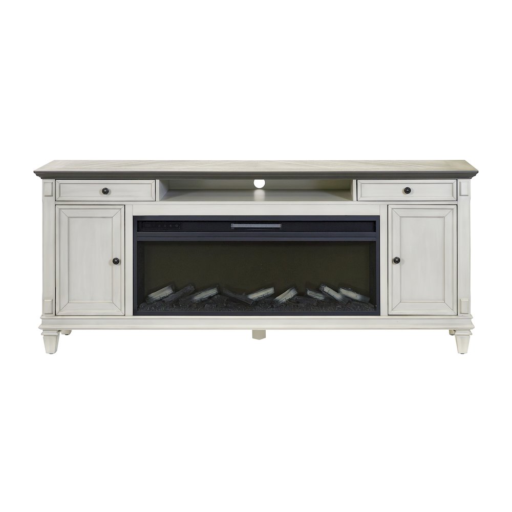 Hartford Fireplace Console 76 " Fully Assembled, White. Picture 1
