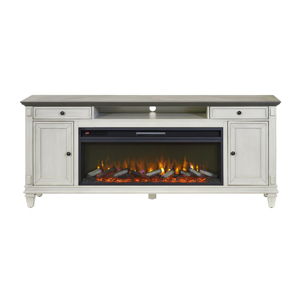 Hartford Fireplace Console 76 " Fully Assembled, White. Picture 2