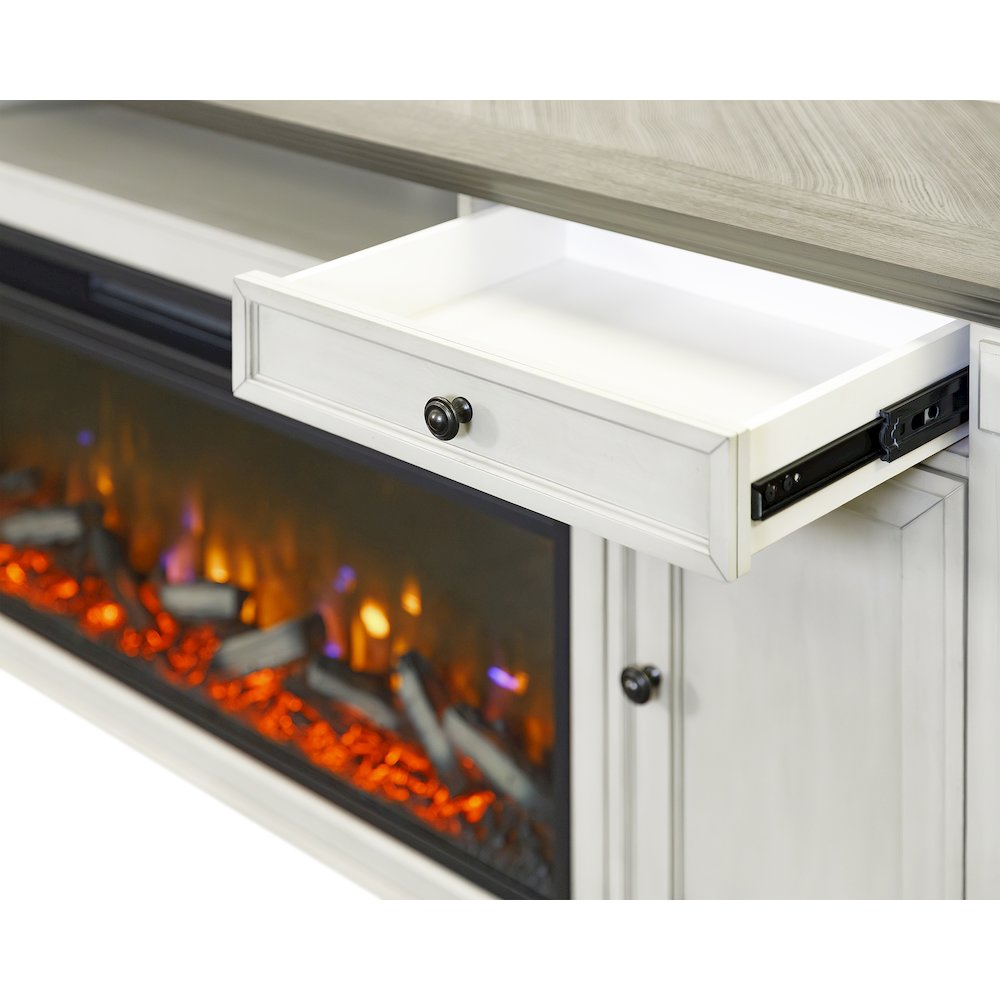Hartford Fireplace Console 76 " Fully Assembled, White. Picture 8