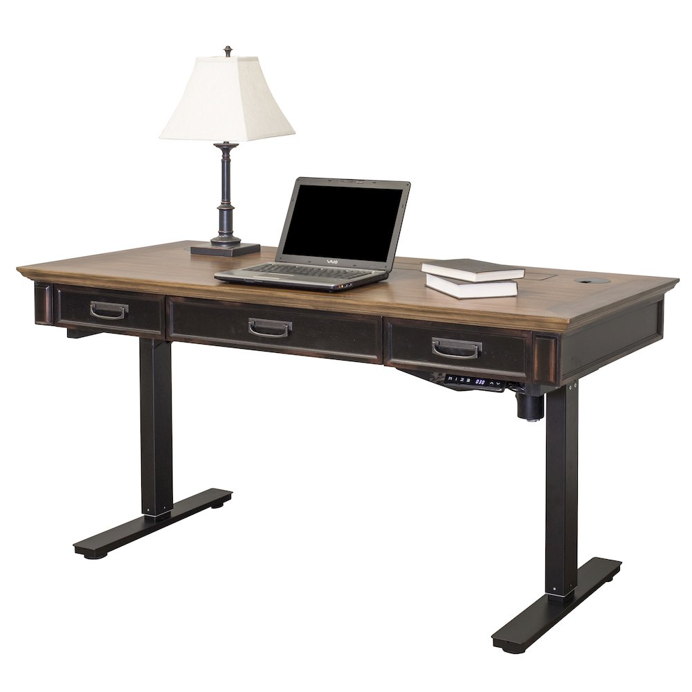 Hartford Wood Electric Sit/Stand Desk, Black. Picture 1
