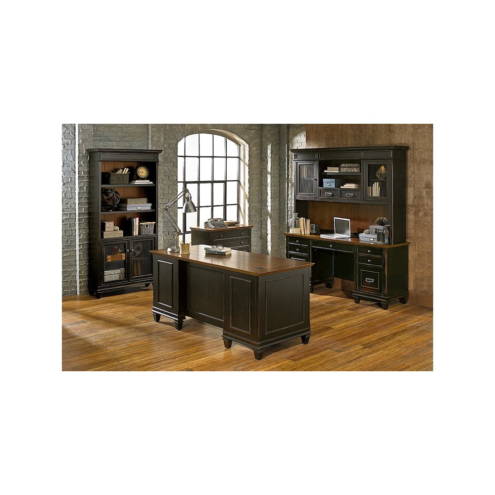 Hartford Wood Double Pedestal Desk, Black. Picture 11