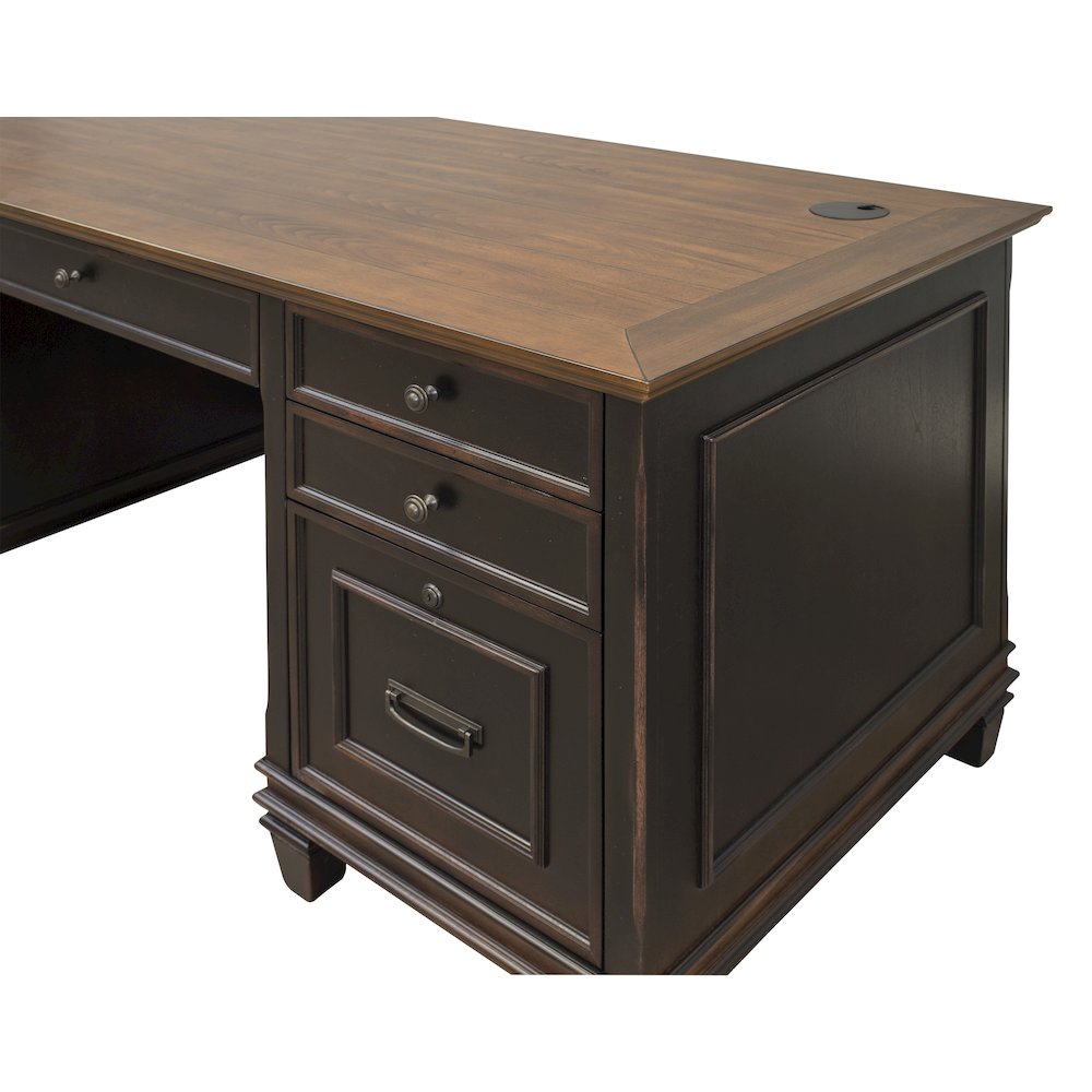 Hartford Wood Double Pedestal Desk, Black. Picture 3