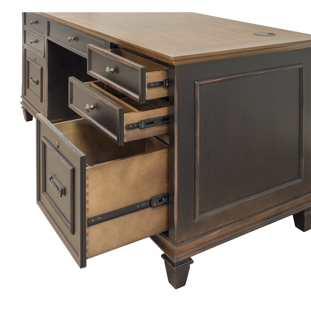 Hartford Wood Double Pedestal Desk, Black. Picture 4