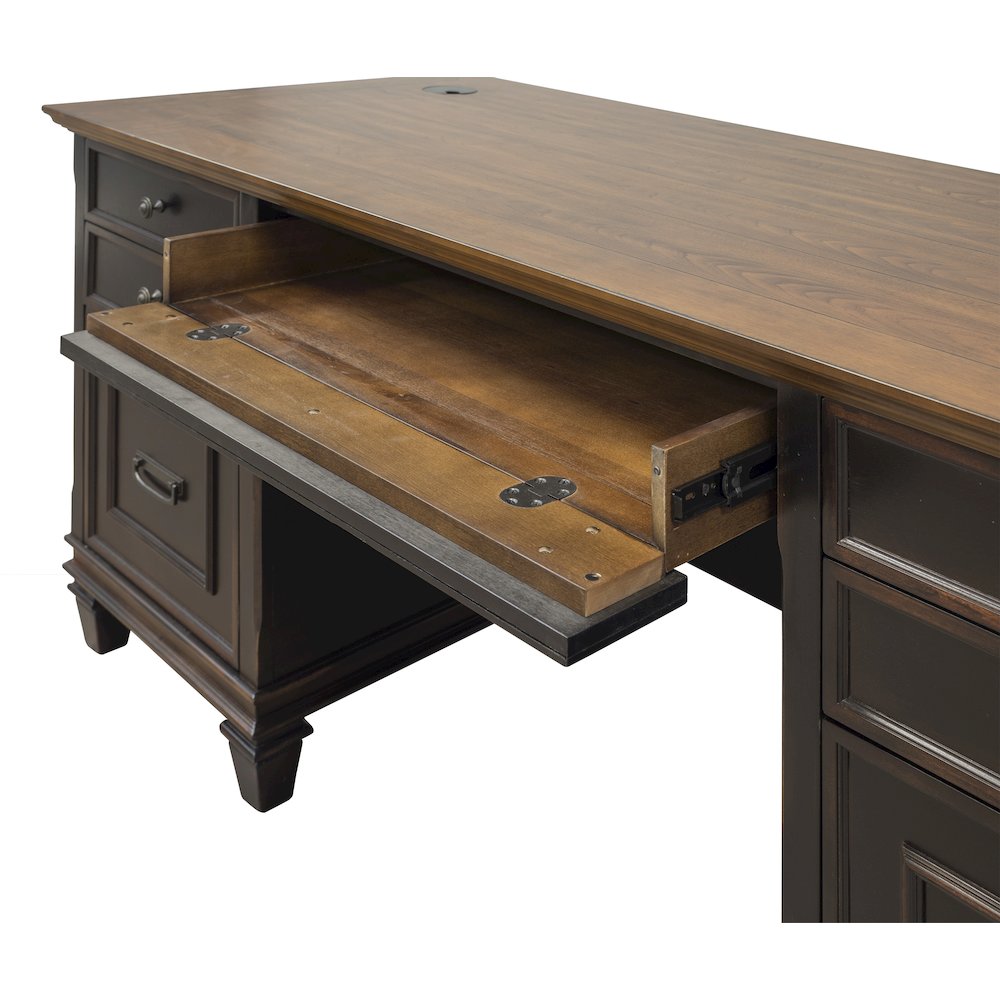 Hartford Wood Double Pedestal Desk, Black. Picture 5