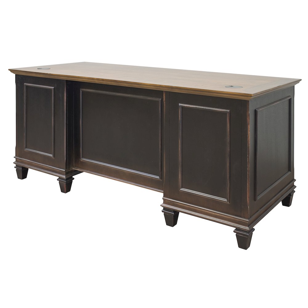 Hartford Wood Double Pedestal Desk, Black. Picture 6