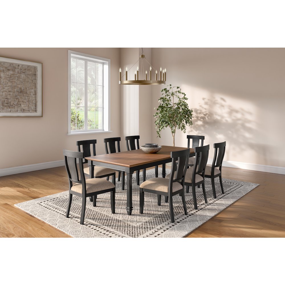 Hartford Traditional Wood Kitchen Extension Dining Table and Eight Chairs, Black. Picture 2