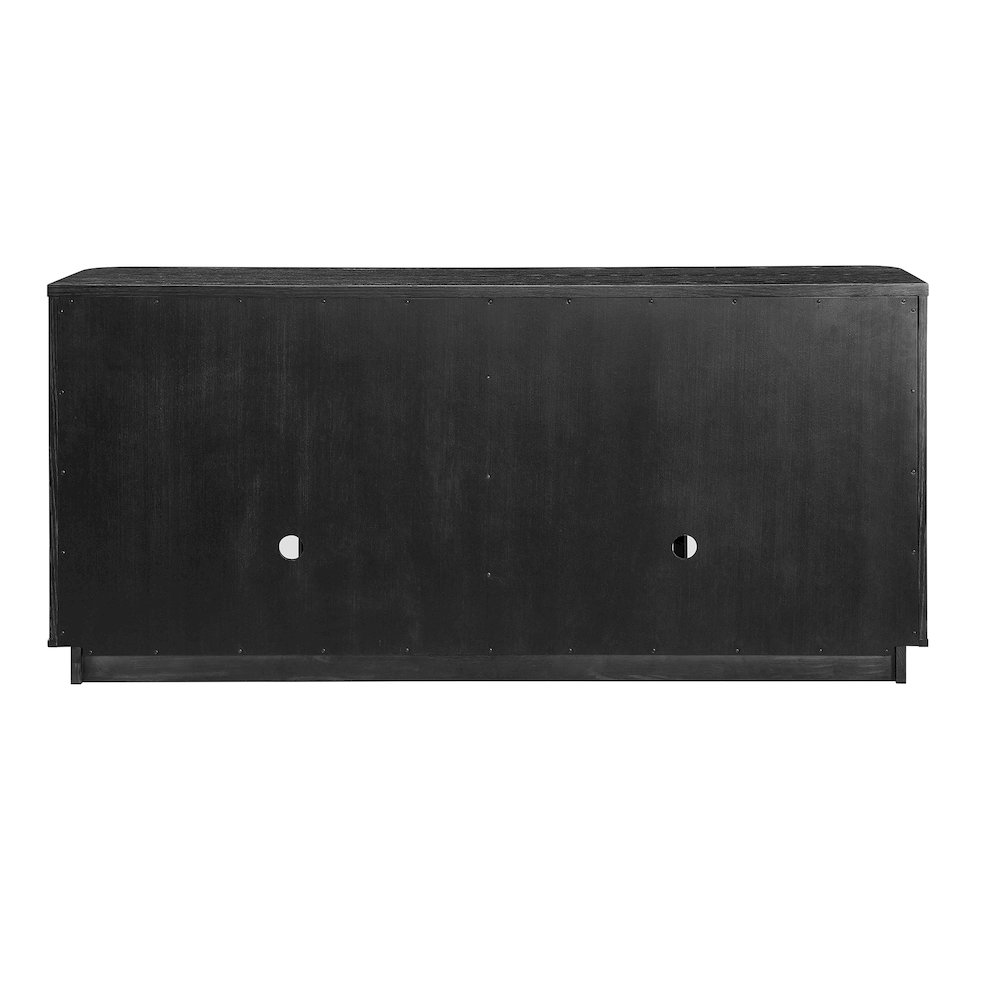 Wood 70" Console with glass doors, TV Stand, Accent Cabinet, Black. Picture 3