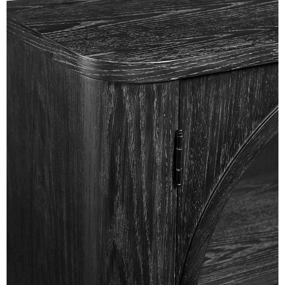 Wood 70" Console with glass doors, TV Stand, Accent Cabinet, Black. Picture 6