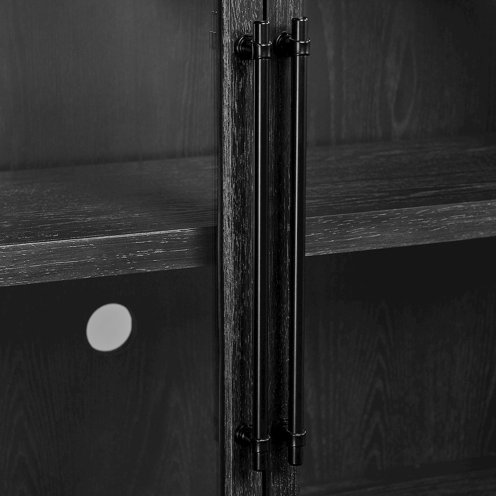 Wood 70" Console with glass doors, TV Stand, Accent Cabinet, Black. Picture 7