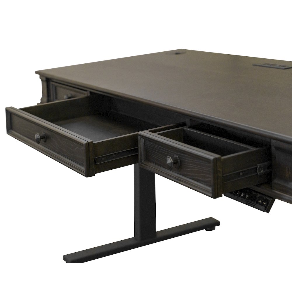 Kingston Wood Electronic Sit/Stand Desk, Dark Brown. Picture 13