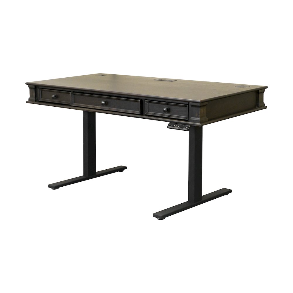 Kingston Wood Electronic Sit/Stand Desk, Dark Brown. Picture 1