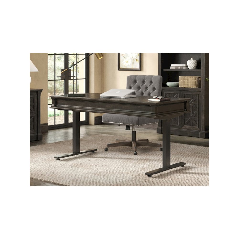 Kingston Wood Electronic Sit/Stand Desk, Dark Brown. Picture 4