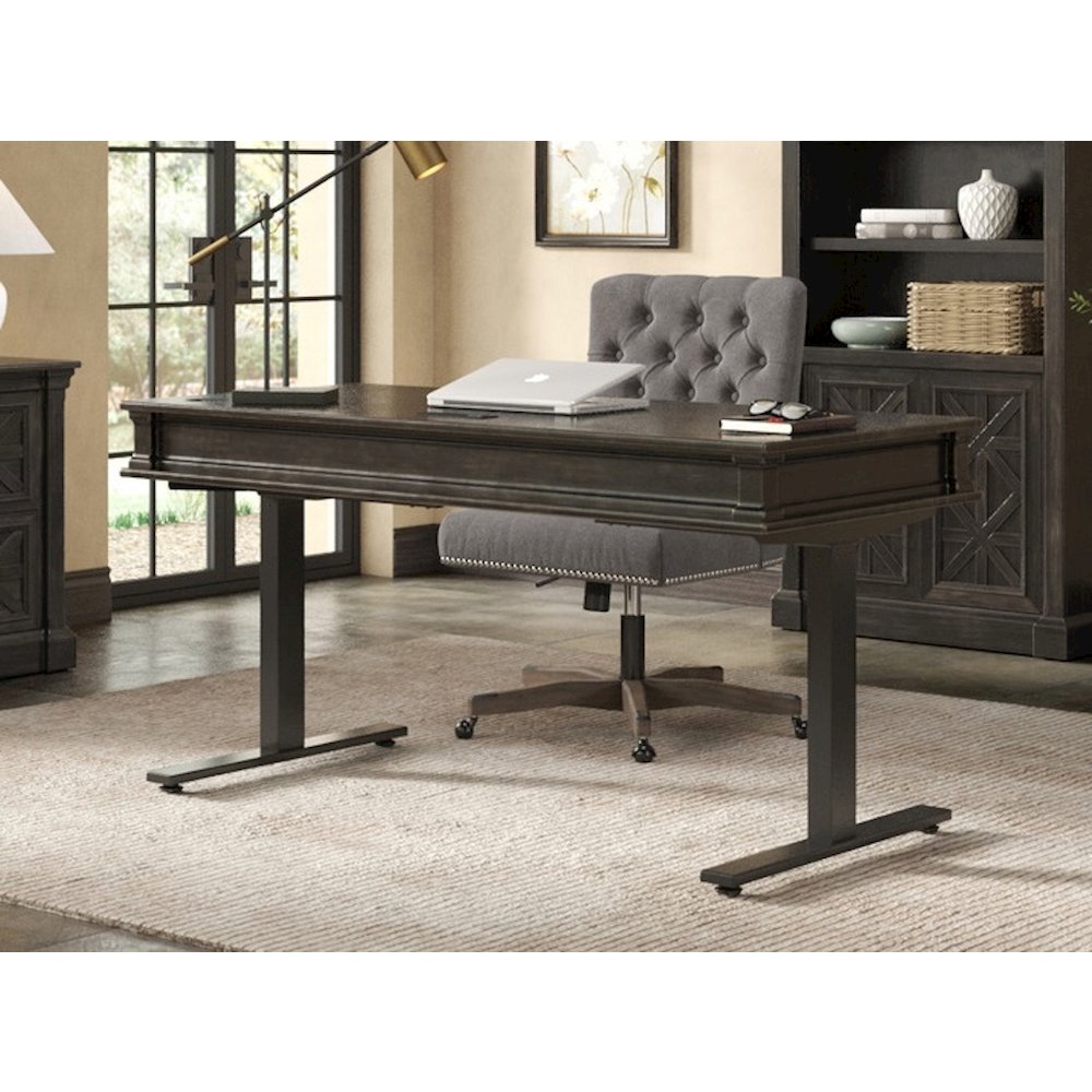 Kingston Wood Electronic Sit/Stand Desk, Dark Brown. Picture 3