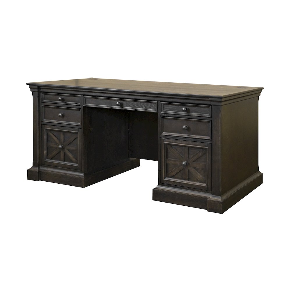 Kingston Wood Double Pedestal Executive Desk, Fully Assembled. Picture 1