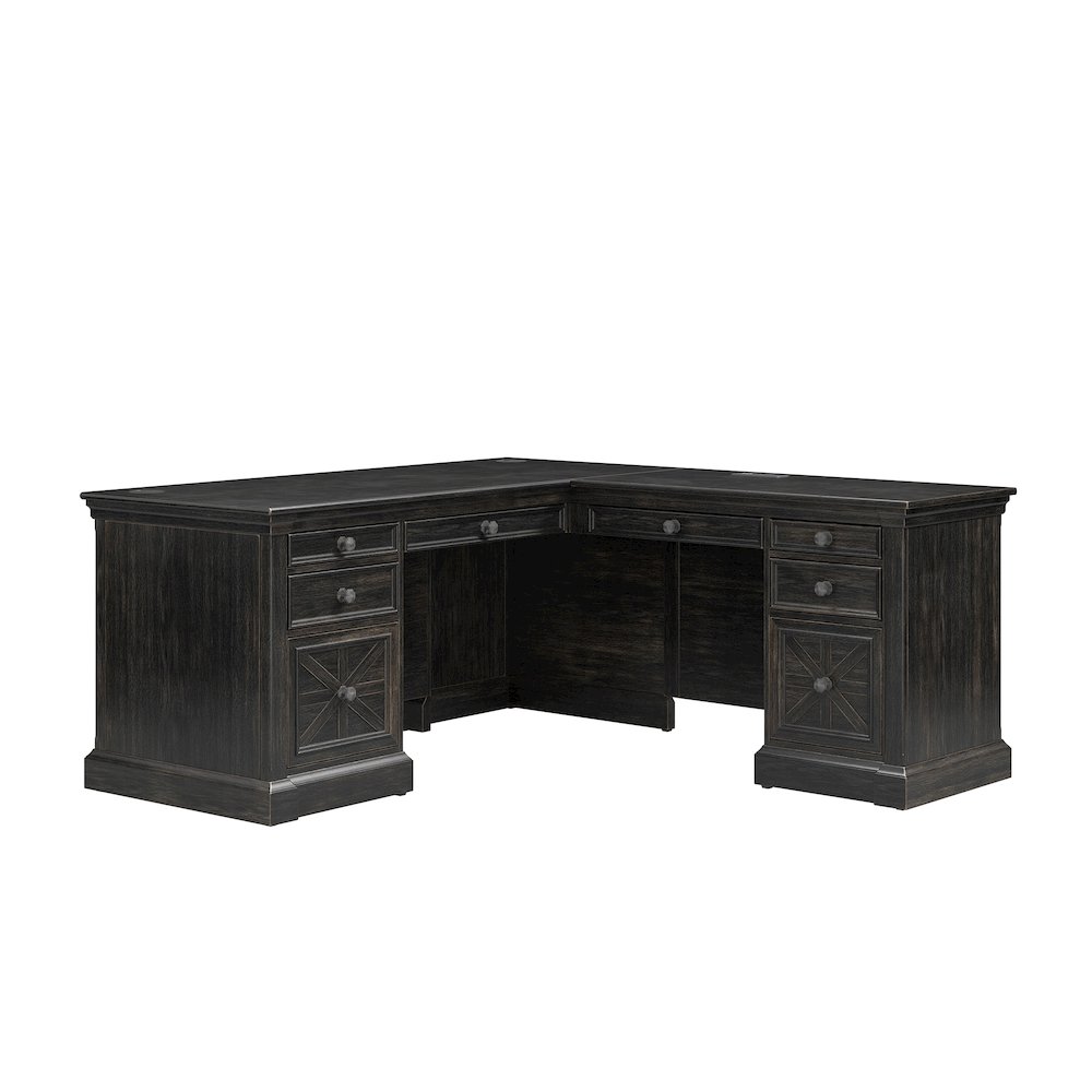 Kingston Wood L-Desk & Return, Writing Table & Return. Picture 1