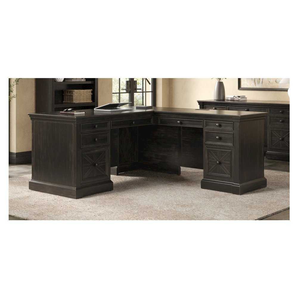 Kingston Wood L-Desk & Return, Writing Table & Return. Picture 3