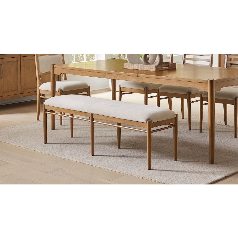 Lachlan Modern Wood Dining Table Bench, Fully Assembled, Brown. Picture 8