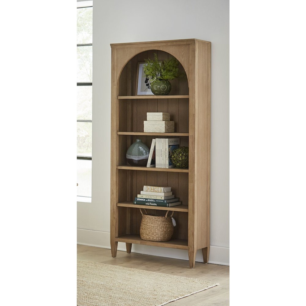 Laurel Modern Wood Open Bookcase Wall, Light Brown. Picture 8