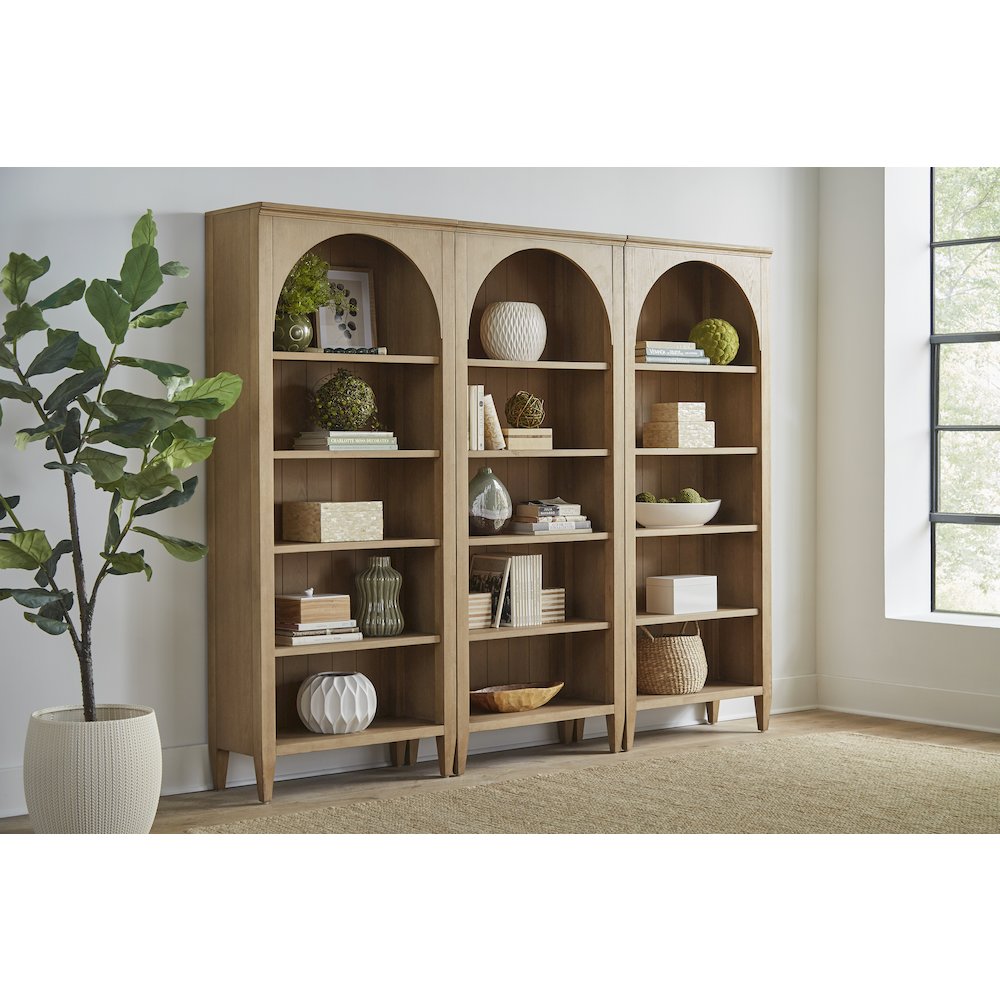 Laurel Modern Wood Open Bookcase Wall, Light Brown. Picture 2