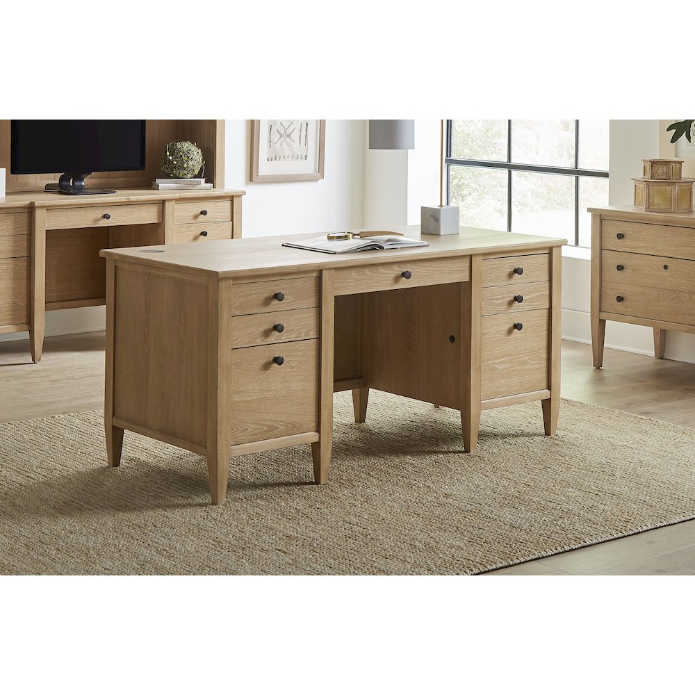 Laurel Wood Double Pedestal Desk, Wood Office Desk. Picture 6