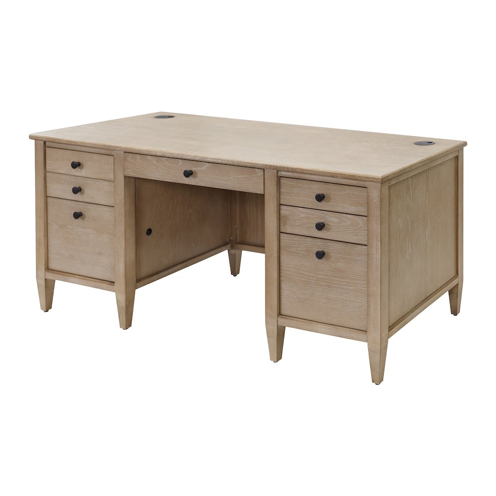 Laurel Wood Double Pedestal Desk, Wood Office Desk. Picture 2