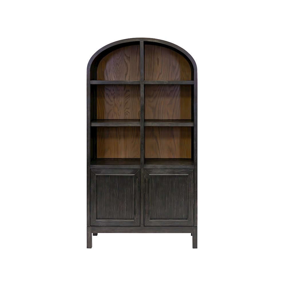 Modern Wood Arched Display Cabinet/Bookcase, Storage Cabinet, Black. Picture 1